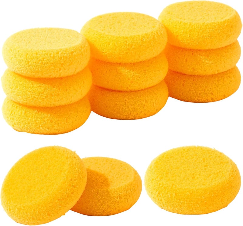 Clofiak 12Pcs Pottery Sponges, Elasticity Round Shoe Polish Sponge, Soft Yellow Clay Sponges for Kitchen Shoes Leather Care Painting Crafts - Image 1